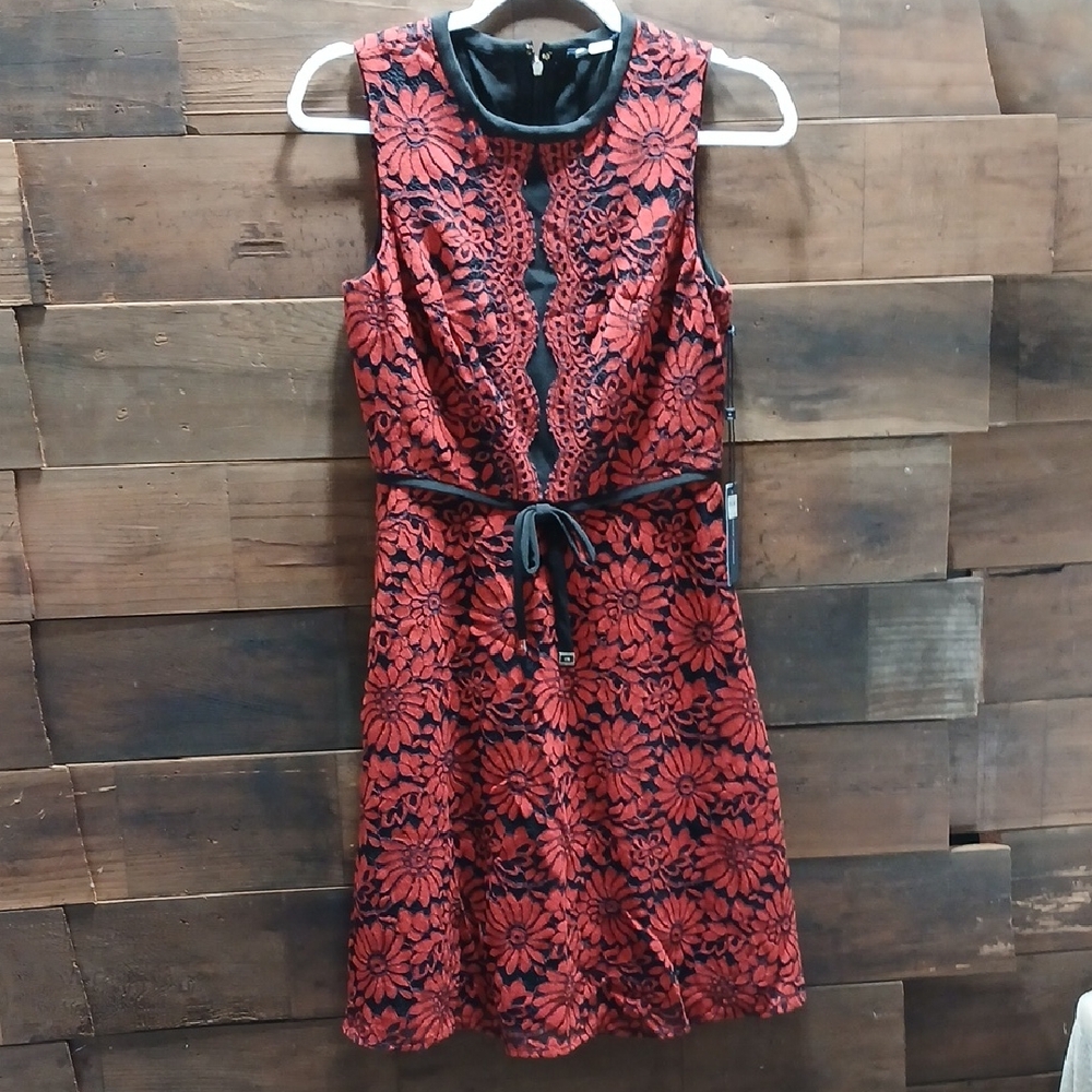 Tommy Hilfiger Red and Black Floral Mini Dress